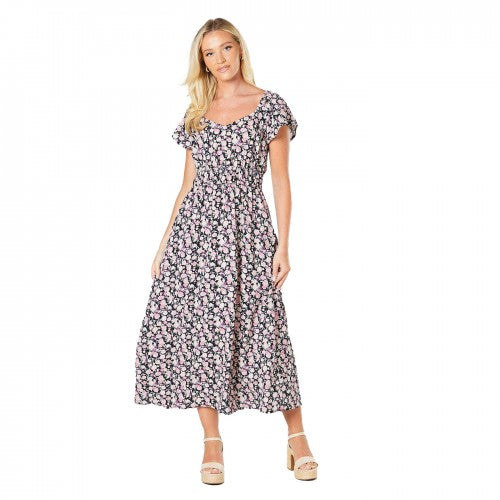 Front - Dorothy Perkins Womens/Ladies Ditsy Floral Angel Sleeve Midi Dress