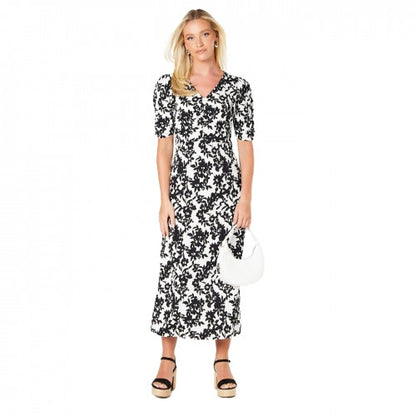 Front - Dorothy Perkins Womens/Ladies Ruched Front Puff Sleeve Midi Dress