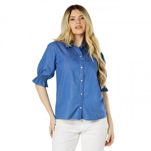 Front - Dorothy Perkins Womens/Ladies Shirred Cuff Short-Sleeved Shirt