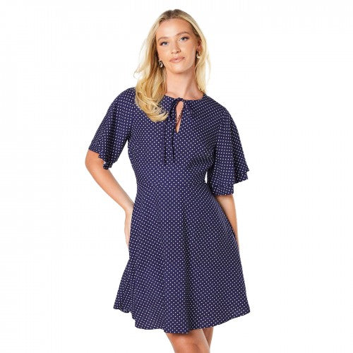 Front - Dorothy Perkins Womens/Ladies Spotted Front Tie Mini Dress