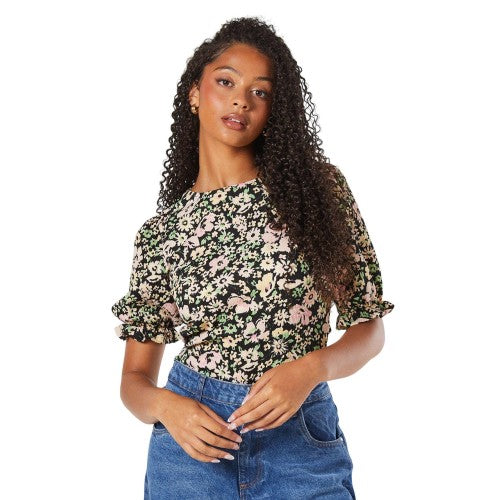 Front - Dorothy Perkins Womens/Ladies Floral Puff Shoulders Tall Top