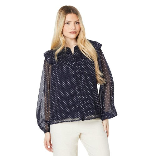 Front - Dorothy Perkins Womens/Ladies Spotted Shirred Yoke Blouse