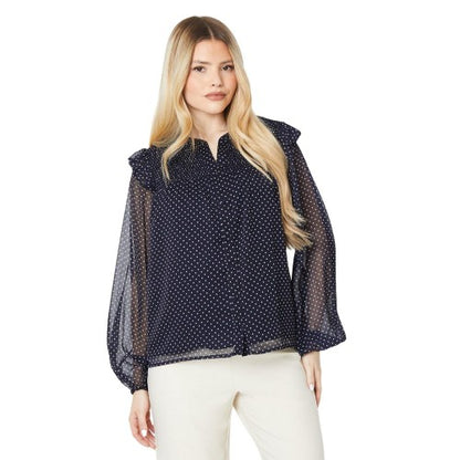 Front - Dorothy Perkins Womens/Ladies Spotted Shirred Yoke Blouse