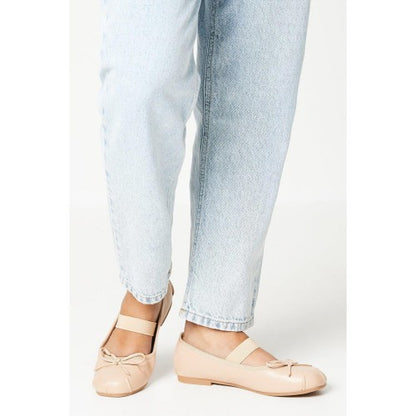 Front - Good For The Sole Womens/Ladies Lucille Bow Elastic Strap Ballerina Flats