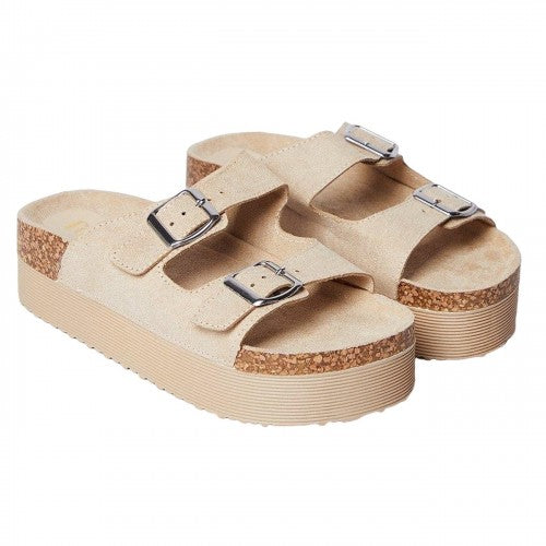 Front - Faith Womens/Ladies Hannahs Double Buckle Wedge Sandals