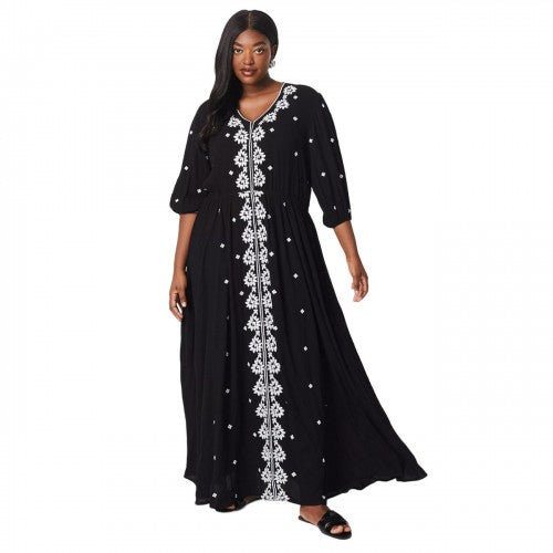 Front - Dorothy Perkins Womens/Ladies Embroidered Crinkle Plus Maxi Dress