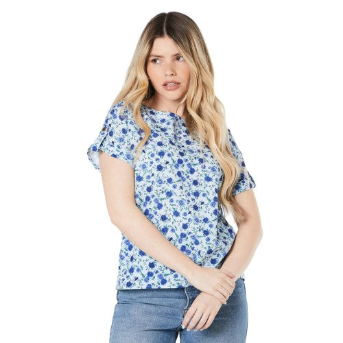 Front - Dorothy Perkins Womens/Ladies Floral Roll Sleeve Blouse
