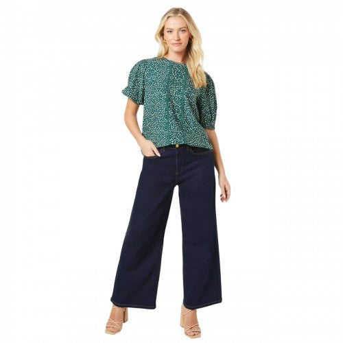 Front - Dorothy Perkins Womens/Ladies Spotted Pleated Short-Sleeved Blouse