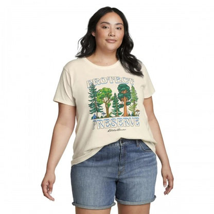 Front - Eddie Bauer Womens/Ladies Protect Preserue Trees T-Shirt