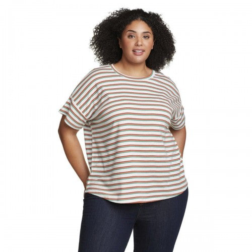 Front - Eddie Bauer Womens/Ladies Favorite Stripe Drop Shoulder Short-Sleeved T-Shirt