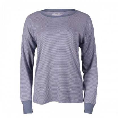 Front - Eddie Bauer Womens/Ladies Favorite Novelty Stripe Long-Sleeved T-Shirt