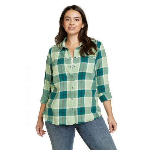 Front - Eddie Bauer Womens/Ladies Fremont Flannel Frayed Edge Long-Sleeved Shirt