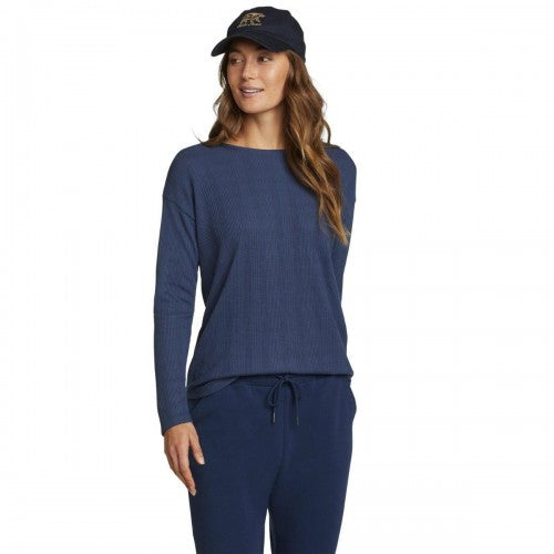 Front - Eddie Bauer Womens/Ladies Mountain Town Textured Shirred Long-Sleeved T-Shirt