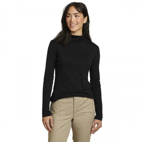 Front - Eddie Bauer Womens/Ladies Favorite Turtle Neck Long-Sleeved T-Shirt