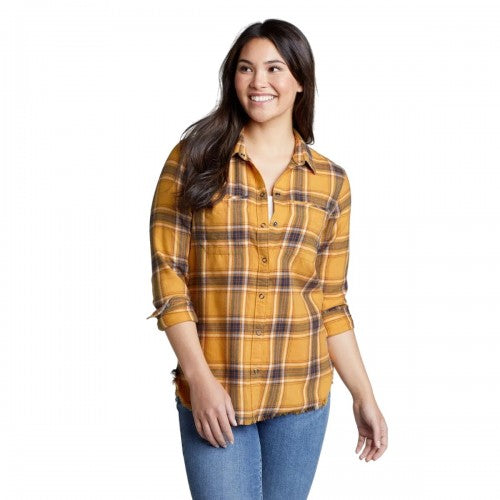 Front - Eddie Bauer Womens/Ladies Fremont Flannel Frayed Edge Long-Sleeved Shirt