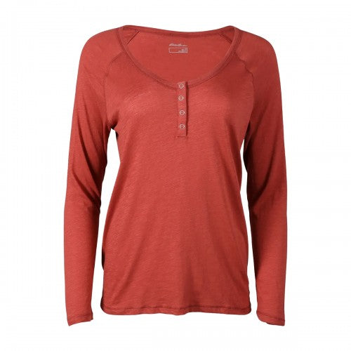 Front - Eddie Bauer Womens/Ladies Gate Check Novelty Henley Long-Sleeved T-Shirt