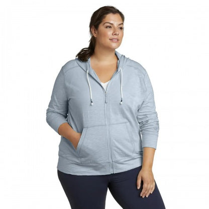 Front - Eddie Bauer Womens/Ladies Legend Wash Slub Full Zip Hoodie