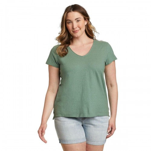 Front - Eddie Bauer Womens/Ladies Hemplify V Neck Short-Sleeved T-Shirt