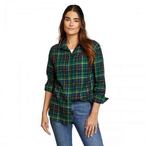 Front - Eddie Bauer Womens/Ladies Checked Flannel Boyfriend Shirt