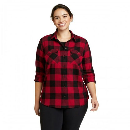 Front - Eddie Bauer Womens/Ladies Firelight Flannel Boyfriend Shirt