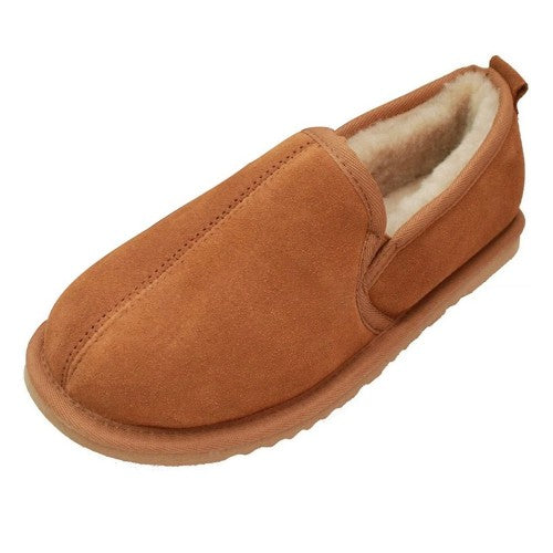 Front - Eastern Counties Leather Mens Sheepskin Lined Soft Suede Sole Slippers