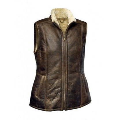 Front - Eastern Counties Leather Womens/Ladies Gilly Sheepskin Gilet