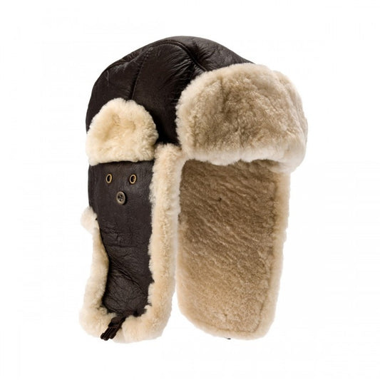 Front - Eastern Counties Leather Mens Shelford Sheepskin Pilot Hat
