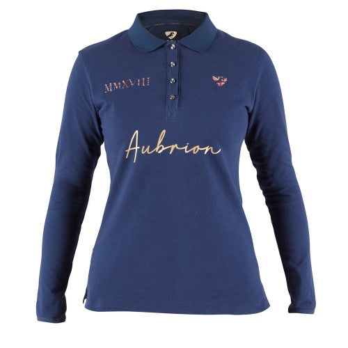Front - Aubrion Womens/Ladies Team Long-Sleeved Polo Shirt