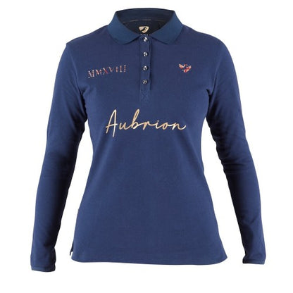 Front - Aubrion Womens/Ladies Team Long-Sleeved Polo Shirt