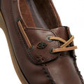 Chestnut Brown - Close up - Moretta Womens-Ladies Avisa Leather Boat Shoes