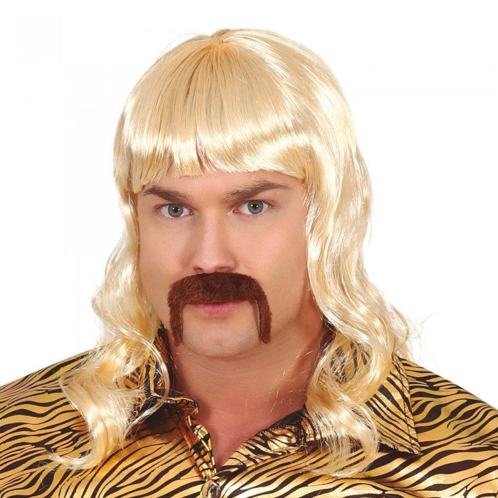 Front - Fiestas Guirca Unisex Adult Long Wig & Moustache Set