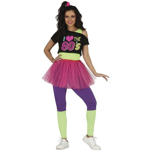 Front - Fiestas Guirca Womens/Ladies Singer 80s Costume Set