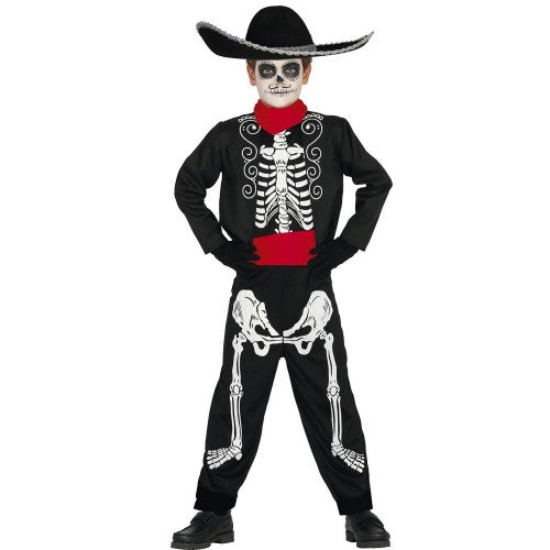 Front - Fiestas Guirca Boys Mariachi Skeleton Costume Set