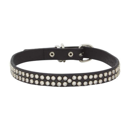 Front - Fiestas Guirca Punk Faux Leather Diamond Necklace