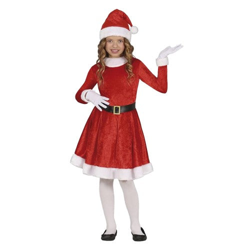 Front - Fiestas Guirca Girls Mrs Claus Velvet Christmas Costume Set