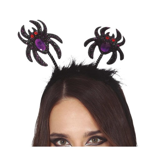 Front - Fiestas Guirca Spider Glitter Halloween Headband