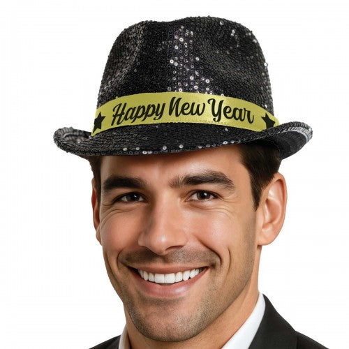 Front - Fiestas Guirca Gangster Sequins New Year Costume Hat