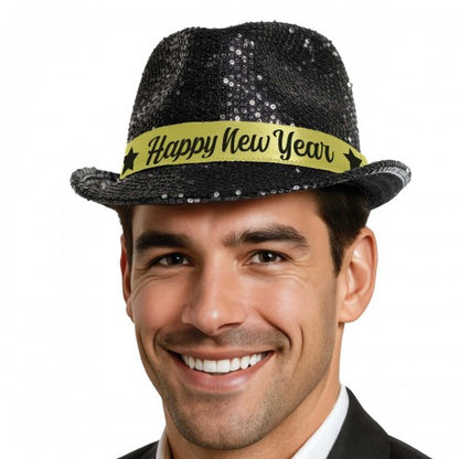 Front - Fiestas Guirca Gangster Sequins New Year Costume Hat