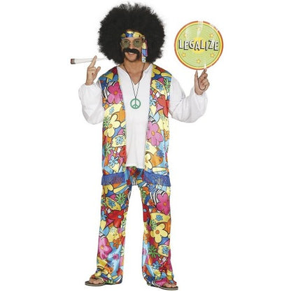 Front - Fiestas Guirca Mens Hippie Rainbow Costume Set