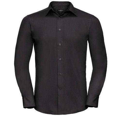 Front - Russell Collection Mens Poplin Long-Sleeved Shirt