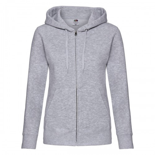 Front - Fruit of the Loom Womens/Ladies Premium Hooded Lady Fit Sweat Jacket