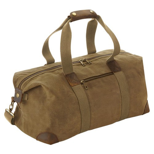 Front - Quadra Heritage Leather Trim Waxed Canvas Holdall