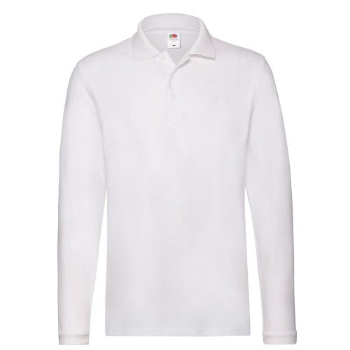 Front - Fruit Of The Loom Mens Premium Plain Long-Sleeved Polo Shirt