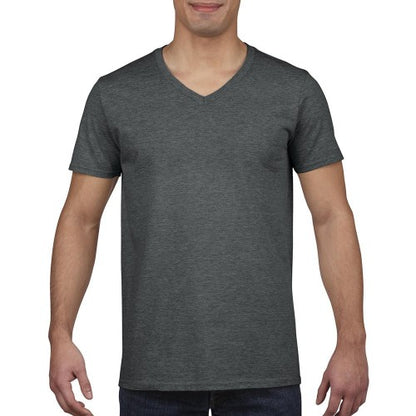 Front - Gildan Mens Soft Style V-Neck Short Sleeve T-Shirt