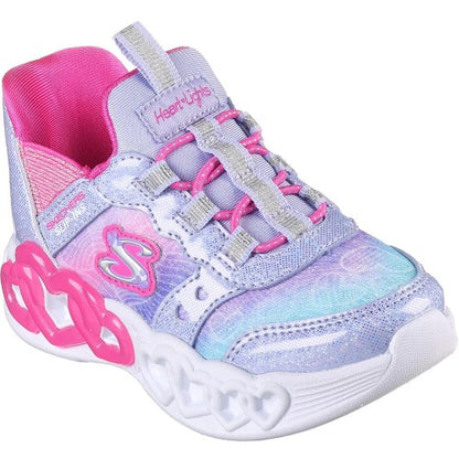 Front - Skechers Girls Infinite Heart Lights Slip-on Trainers