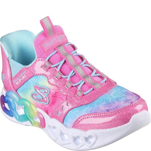 Front - Skechers Girls Infinite Heart Lights Trainers