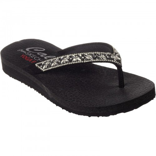 Front - Skechers Womens/Ladies Meditation - Butterfly Garden Flip Flops