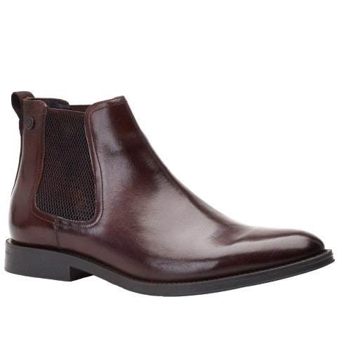 Front - Base London Mens Bradwell Waxy Leather Chelsea Boots