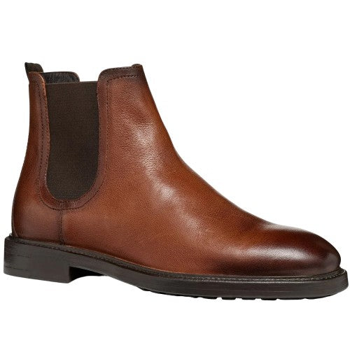 Front - Geox Mens Tiberio Patent Leather Ankle Boots