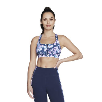 Front - Skechers Womens/Ladies Misty Floral Zip Front Sports Bra